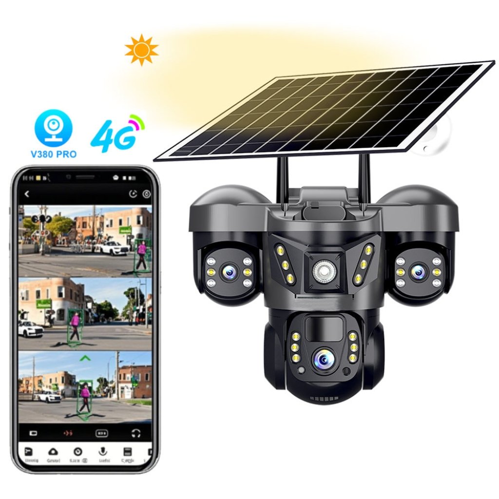 V380 LTE 4G Network PTZ Smart 3 Lens and 3 Screen Camera